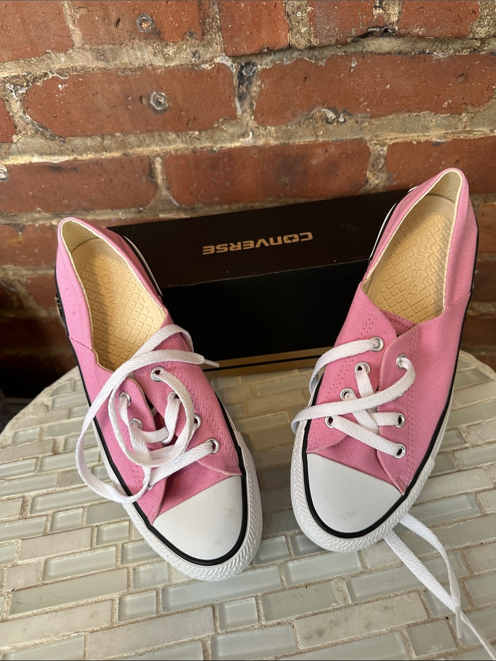 Converse Pink Low-Top Canvas Sneakers with White Accents